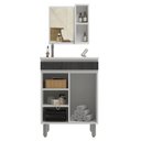 Ver imagem 2 de Conjunto Balcão para Banheiro com Espelheira Siena 55 Branco/Carbono