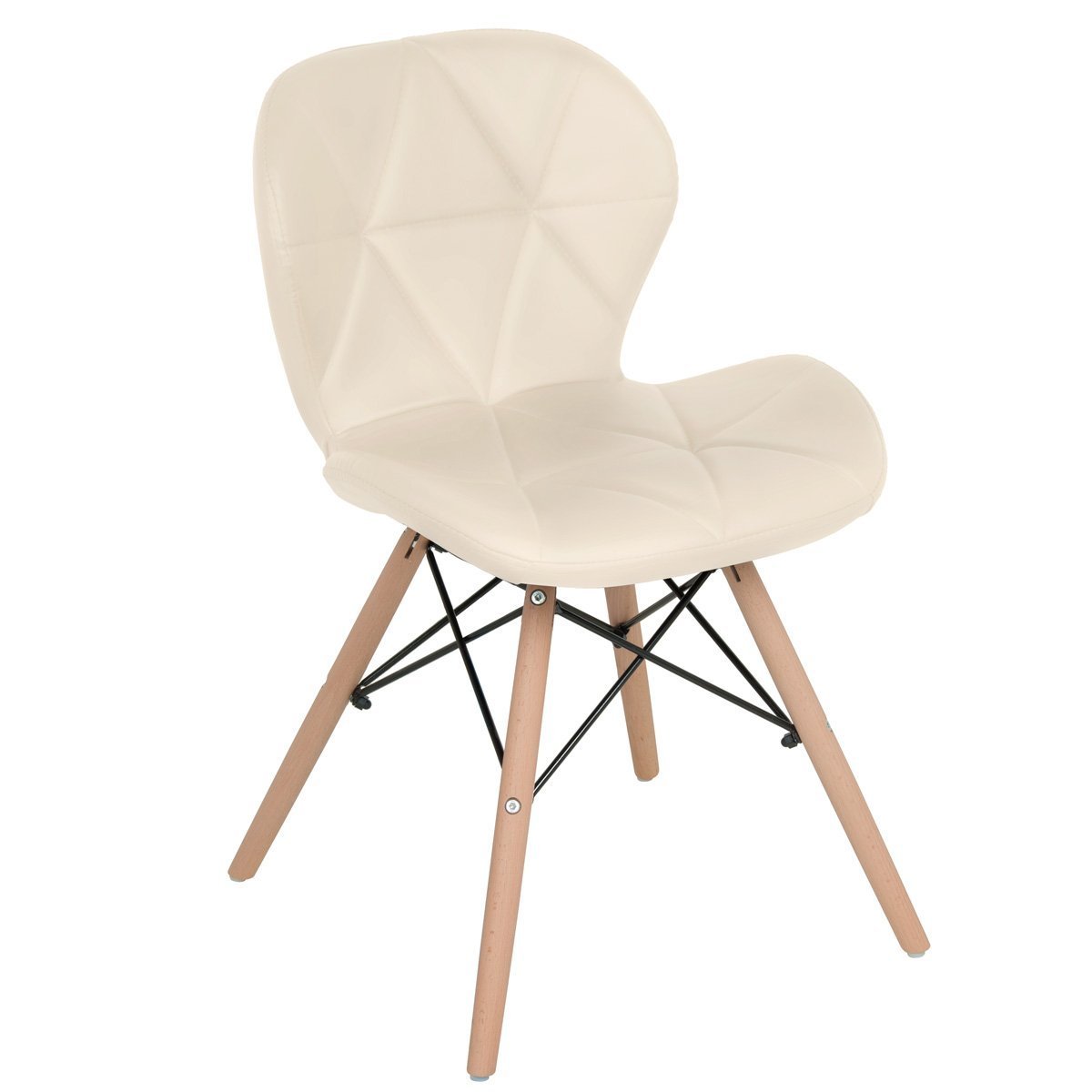 Cadeira Estofada Charles Eames Eiffel Slim Wood Confort