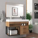 Ver imagem 1 de Conjunto Gabinete para Banheiro com Espelheira New 80