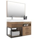 Ver imagem 2 de Conjunto Gabinete para Banheiro Suspenso com Cuba, Nicho e Espelheira em MDF New Noce