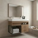 Ver imagem 1 de Conjunto Gabinete para Banheiro com Espelheira New 80 Noce/Noce