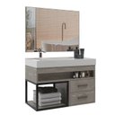 Ver imagem 2 de Conjunto Gabinete para Banheiro com Espelheira New 80 Marmo Crema/Marmo Crema