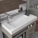 Ver imagem 5 de Conjunto Gabinete para Banheiro com Espelheira New 80 Marmo Crema/Marmo Crema
