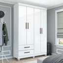 Ver imagem 1 de Guarda-Roupa 4 Portas 2 Gavetas com Pés Genova Branco
