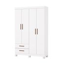 Ver imagem 2 de Guarda-Roupa 4 Portas 2 Gavetas com Pés Genova Branco