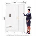 Ver imagem 3 de Guarda-Roupa 4 Portas 2 Gavetas com Pés Genova Branco