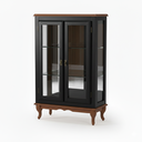 Ver imagem 2 de Vitrine 2 Portas Prateleiras Vidro Espelho Ecomem Clássica MDF Pés Luiz Xv - Preto - Imbuia