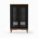 Ver imagem 1 de Vitrine 2 Portas Prateleiras Vidro Espelho Ecomem Clássica MDF Pés Luiz Xv - Preto - Imbuia