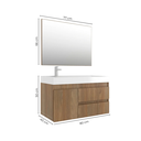 Ver imagem 3 de Conjunto Gabinete para Banheiro Suspenso com Cuba e Espelho em MDF Califórnia Noce