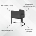 Ver imagem 3 de Poltrona Decorativa Recepção Luna Tecido Sintético Base de Ferro Preta