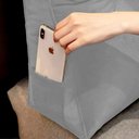 Ver imagem 2 de Almofada para Cabeceira de Cama Solteiro 90 Cm com Porta Celular Apoio para Costas Suede Cinza