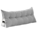 Ver imagem 1 de Almofada para Cabeceira de Cama Solteiro 90 Cm com Porta Celular Apoio para Costas Suede Cinza