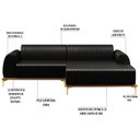 Ver imagem 3 de Sofá 2,45M 4 Lugares com Chaise Direito Pés Gold Molino B-159 Corano Preto