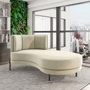Ver imagem 1 de Sofá Chaise Lado Direito Downey Sala de Estar Veludo Bege G15 - Gran Belo