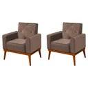 Ver imagem 1 de Kit 2 Poltronas Decorativa Florença Pés em Madeira Maciça Estofado Veludo - Castor