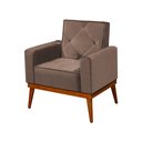 Ver imagem 3 de Kit 2 Poltronas Decorativa Florença Pés em Madeira Maciça Estofado Veludo - Castor