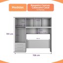 Ver mais imagens de Guarda-Roupa Solteiro 5 Portas 3 Gavetas com Cabeceira e Baú Yescasa Branco