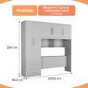 Ver imagem 3 de Guarda-Roupa Solteiro 5 Portas 3 Gavetas com Cabeceira e Baú Yescasa Branco