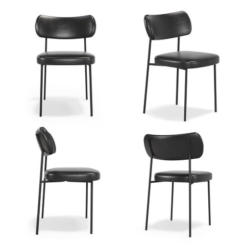Kit 4 Cadeiras Stela Escritório Couríssimo Preto - Belliv Decor