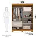 Ver imagem 5 de Guarda-roupa Solteiro 2 Portas de Correr 100% MDF 140cm Cinerária Espresso Móveis