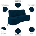 Ver imagem 3 de Sofá 2 Lugares 135cm Pés Aço Preto Tamar K04 Veludo Azul - Mpozenato