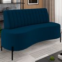 Ver imagem 2 de Sofá 2 Lugares 135cm Pés Aço Preto Tamar K04 Veludo Azul - Mpozenato