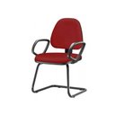Ver imagem 1 de Cadeira Sky com Bracos Fixos Assento Courino Vermelho Base Fixa Preta - 54828