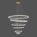Ver imagem 7 de Lustre Pendente Led Luxo 6 Anéis 120 Cm