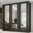 Ver imagem 1 de Guarda Roupa Casal 3 Portas Doha com 3 Espelhos Carraro Preto Touch
