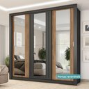 Ver imagem 7 de Guarda Roupa Casal 3 Portas Doha com 3 Espelhos Carraro Preto Touch