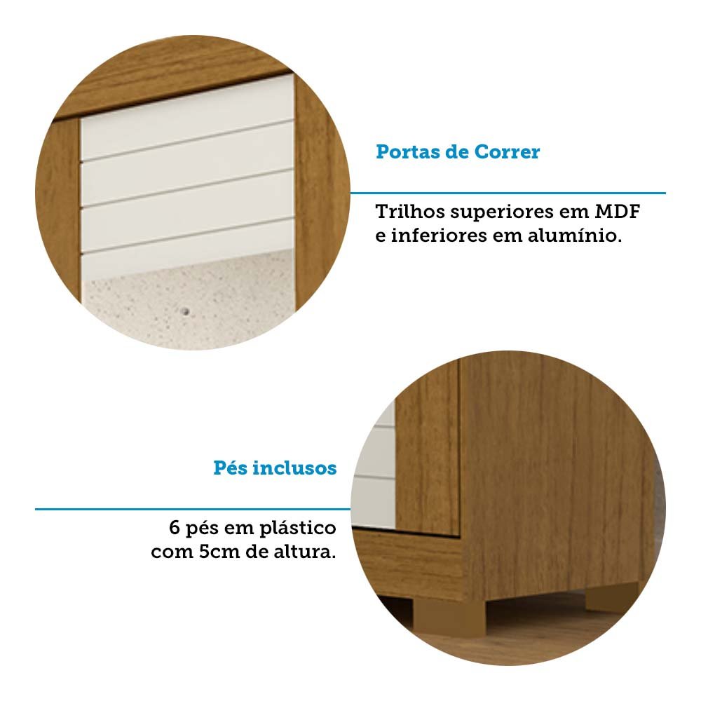 Guarda-roupa Solteiro 2 Portas de Correr com Espelho 100% Mdf Cinerária Espresso Móveis - 11