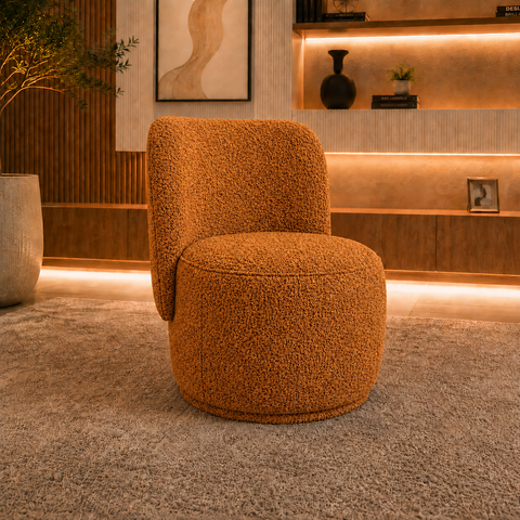 Poltrona Bia Decorativa Orgânica Bouclê Moscow para Sala Estofada