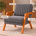 Ver imagem 5 de Poltrona Decorativa Madeira Maciça Nobre Suede Luxo Moderna