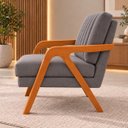 Ver imagem 2 de Poltrona Decorativa Madeira Maciça Nobre Suede Luxo Moderna