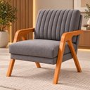Ver imagem 1 de Poltrona Decorativa Madeira Maciça Nobre Suede Luxo Moderna