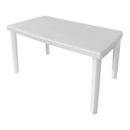 Mesa Retangular 6 Lugares Com Pés Plásticos (me4):Branco - 1