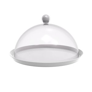 Porta Bolo Bubble Crippa 30 Cm de Diametro com Base Resistente e Cúpula Transparente Branca