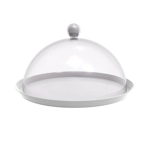Porta Bolo Bubble Crippa 30 Cm de Diametro com Base Resistente e Cúpula Transparente Branca