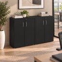 Ver imagem 1 de Armário Médio para Escritório 1,60 m com 4 Portas, Chave e 3 Prateleiras F5 Office Cor:Preto