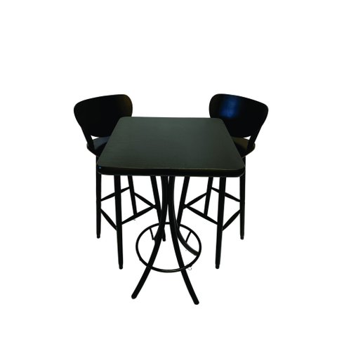 Mesa Quadrada com 2 Banquetas para Varanda Pequena Preto