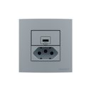 Ver imagem 1 de Placa para Móveis 80x80 com Tomada Usb-c 2a 10w e Tomada 2p+t 20a Margirius Sleek Cinza