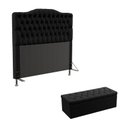 Ver imagem 1 de Kit Cabeceira Decorativa Para Cama Box Pollux e Calçadeira Sagitarius 160 Para Cama Queen Sued Preto