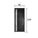 Ver imagem 2 de Porta Lambril C/Visor e Puxador Aluminio Preto 2.10 x 0.90 Lado Direito - Hale