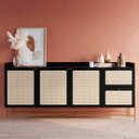 Ver imagem 1 de Balcão Buffet 3 Portas 180cm Palhinha Nero/dourado
