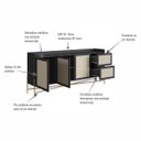 Ver imagem 4 de Balcão Buffet 3 Portas 180cm Palhinha Nero/dourado