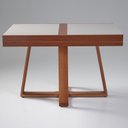 Ver imagem 1 de Mesa de Jantar Caroline Extensível Mel Vidro Off 4 a 6 Lugares Pés em Madeira Maciça