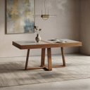 Ver imagem 2 de Mesa de Jantar Caroline Extensível Mel Vidro Off 4 a 6 Lugares Pés em Madeira Maciça