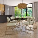 Ver imagem 3 de Cadeira Sala de Jantar Encosto e Assentos Estofados Linho Jaraguá