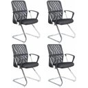 Ver imagem 1 de Kit 4 Cadeiras para Escritório Interlocutor Visitante Tela Mesh Comfort Preto