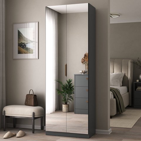 Sapateira Sublime 2 Portas com Espelho 100% MDF Cinza/Grafitto